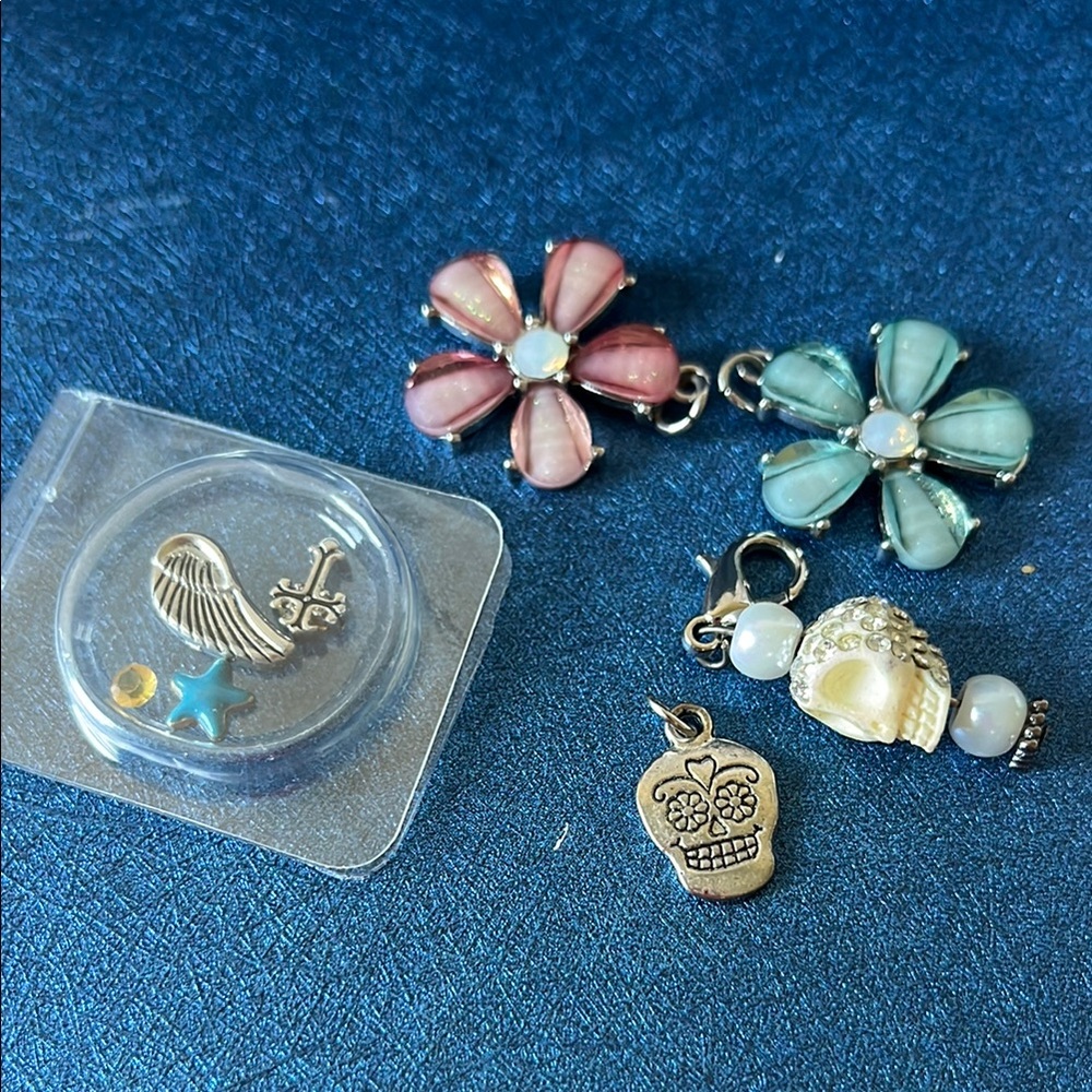 Charming Flower and Skull Charms Set